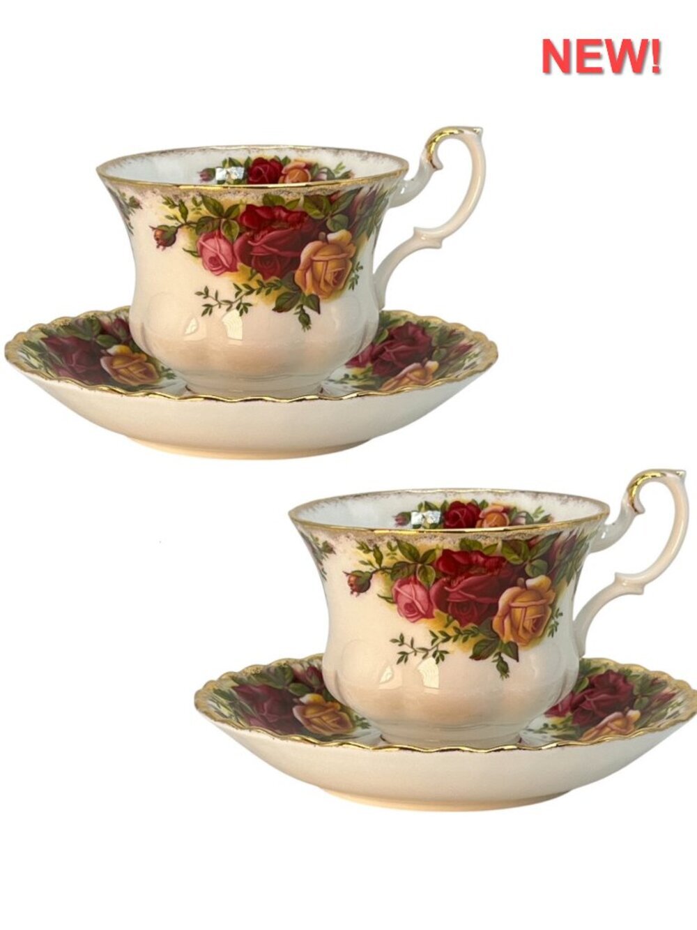 Royal Albert Old Country Roses Teacup & Saucer Set of 2 Floral Bone China NEW